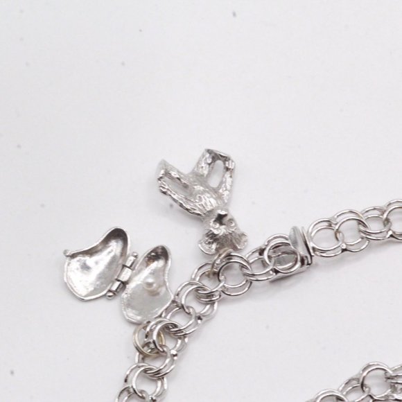 Sterling Silver Heavy 34GPink Synthetic Spinel Topaz Multi Charms Bracelet - Picture 8 of 13